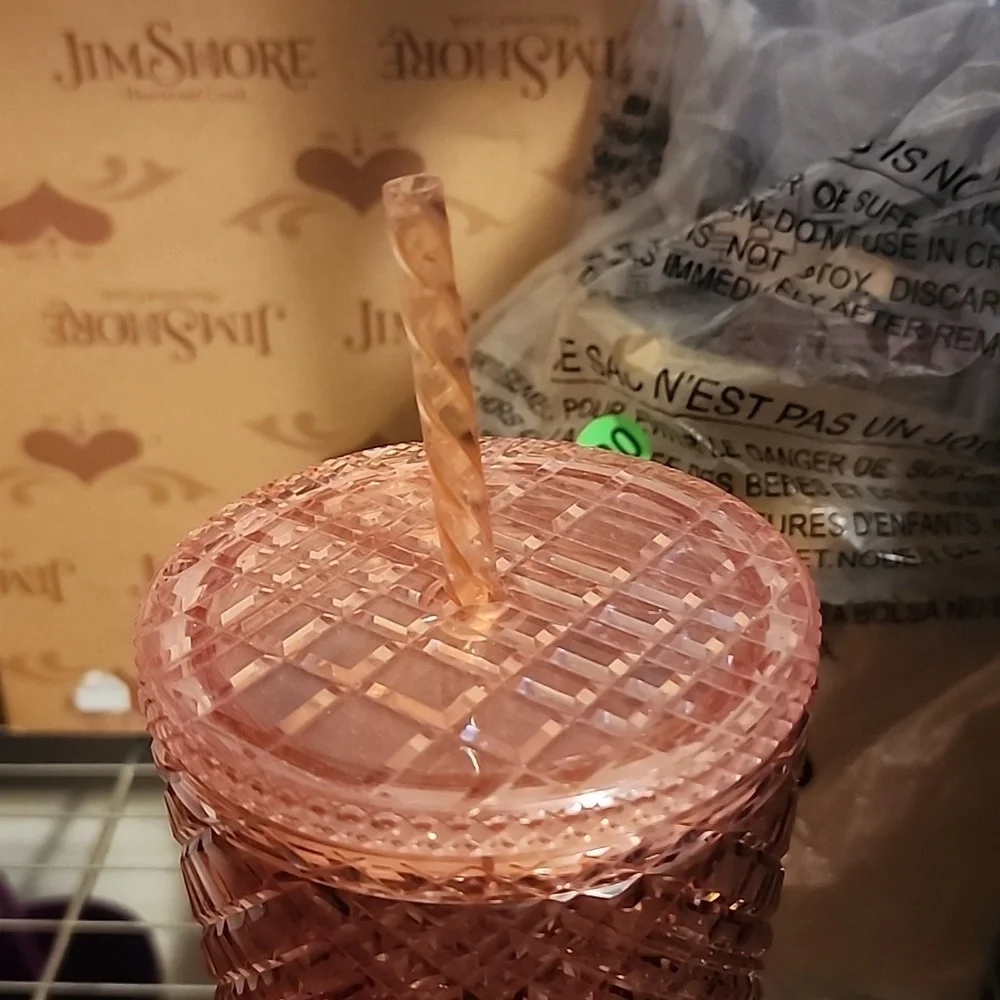 Starbucks 2021 Holiday Winter 24oz Tumbler Cup Iridescent Rose Gold Jeweled